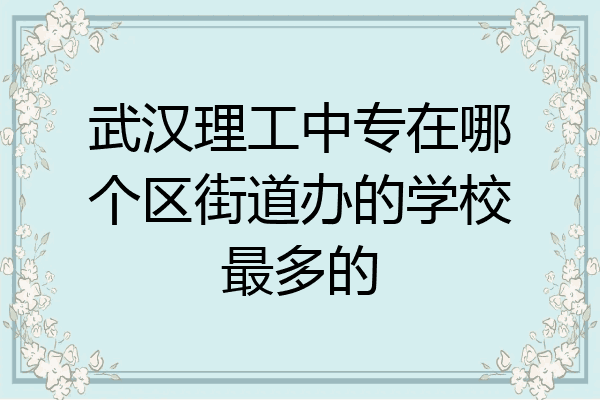 武汉理工中专在哪个区街道办的学校最多的