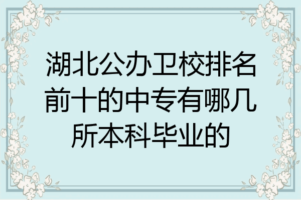 湖北公办卫校排名前十的中专有哪几所本科毕业的