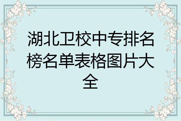 湖北卫校中专排名榜名单表格图片大全