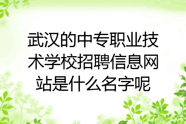 武汉的中专职业技术学校招聘信息网站是什么名字呢