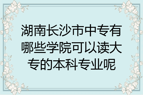 湖南长沙市中专有哪些学院可以读大专的本科专业呢