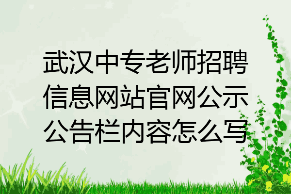 武汉中专老师招聘信息网站官网公示公告栏内容怎么写