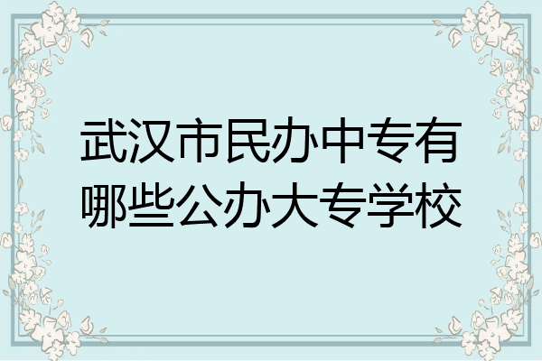 武汉市民办中专有哪些公办大专学校