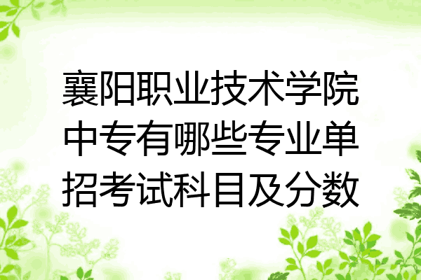 襄阳职业技术学院中专有哪些专业单招考试科目及分数