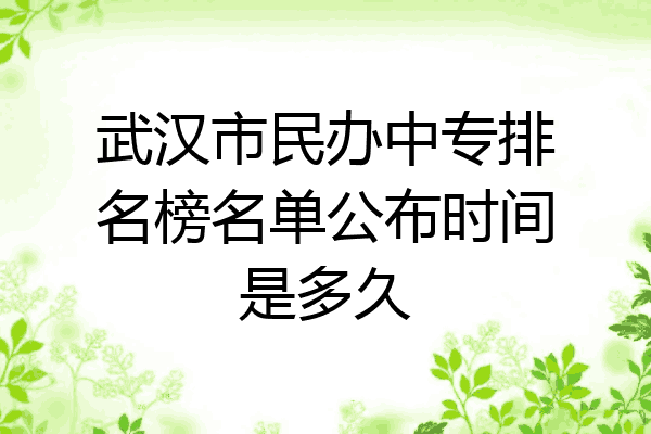 武汉市民办中专排名榜名单公布时间是多久