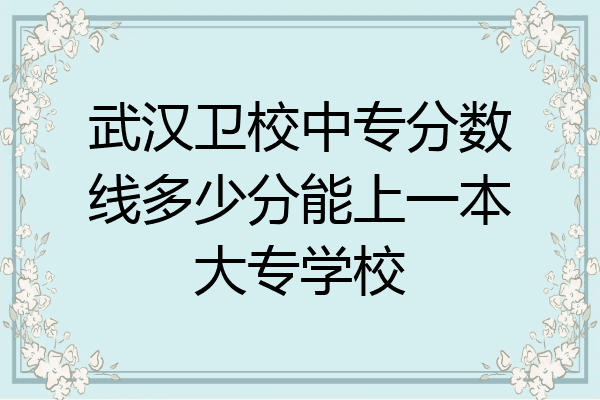 武汉卫校中专分数线多少分能上一本大专学校