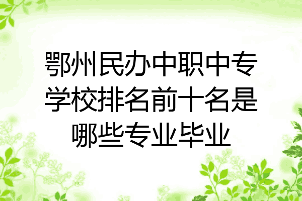 鄂州民办中职中专学校排名前十名是哪些专业毕业