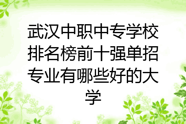 武汉中职中专学校排名榜前十强单招专业有哪些好的大学