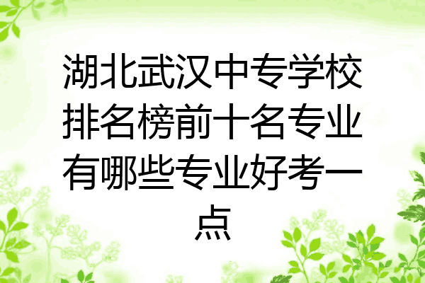 湖北武汉中专学校排名榜前十名专业有哪些专业好考一点