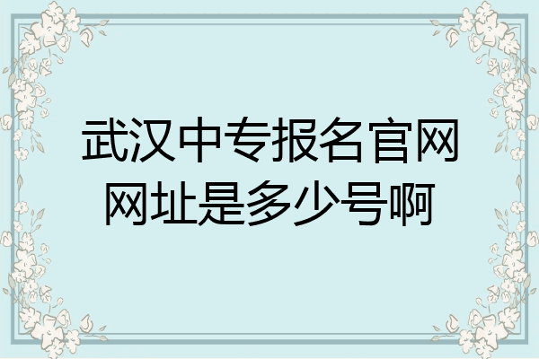 武汉中专报名官网网址是多少号啊
