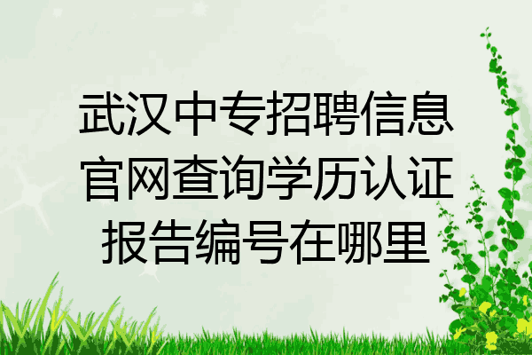 武汉中专招聘信息官网查询学历认证报告编号在哪里