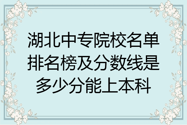 湖北中专院校名单排名榜及分数线是多少分能上本科