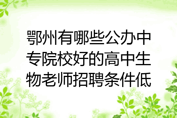 鄂州有哪些公办中专院校好的高中生物老师招聘条件低