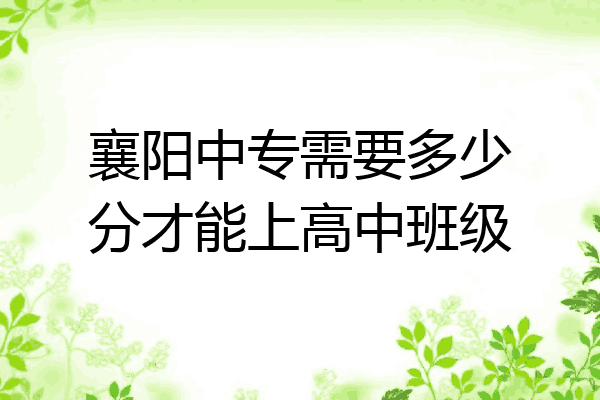 襄阳中专需要多少分才能上高中班级