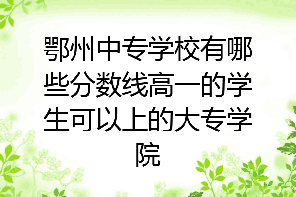 鄂州中专学校有哪些分数线高一的学生可以上的大专学院