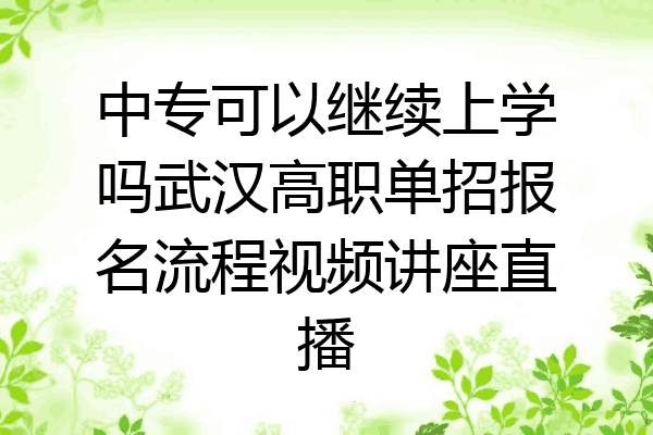 中专可以继续上学吗武汉高职单招报名流程视频讲座直播