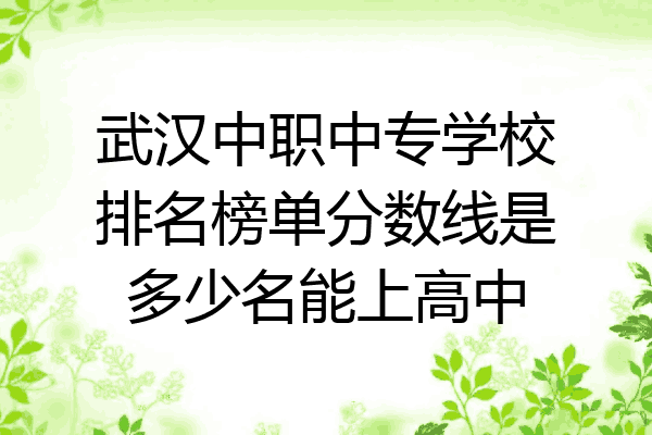 武汉中职中专学校排名榜单分数线是多少名能上高中