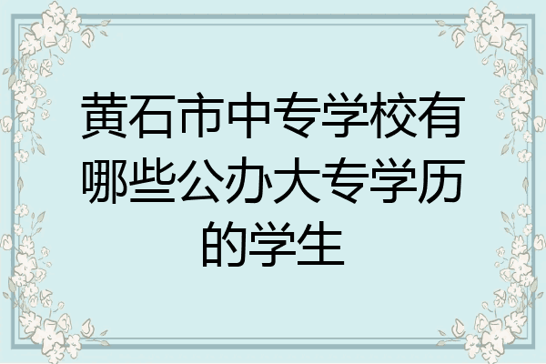 黄石市中专学校有哪些公办大专学历的学生