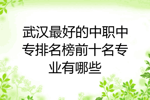 武汉最好的中职中专排名榜前十名专业有哪些