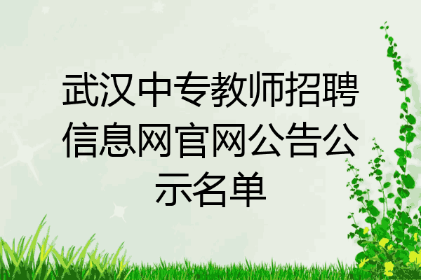 武汉中专教师招聘信息网官网公告公示名单