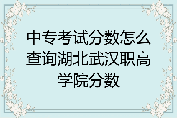 中专考试分数怎么查询湖北武汉职高学院分数