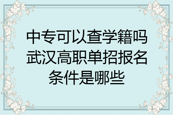 中专可以查学籍吗武汉高职单招报名条件是哪些