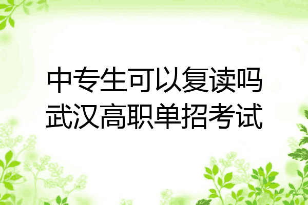 中专生可以复读吗武汉高职单招考试