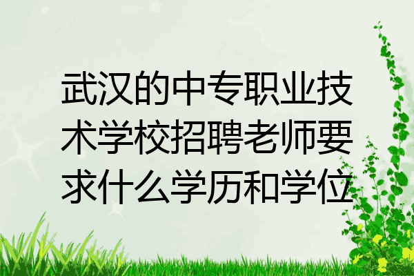 武汉的中专职业技术学校招聘老师要求什么学历和学位