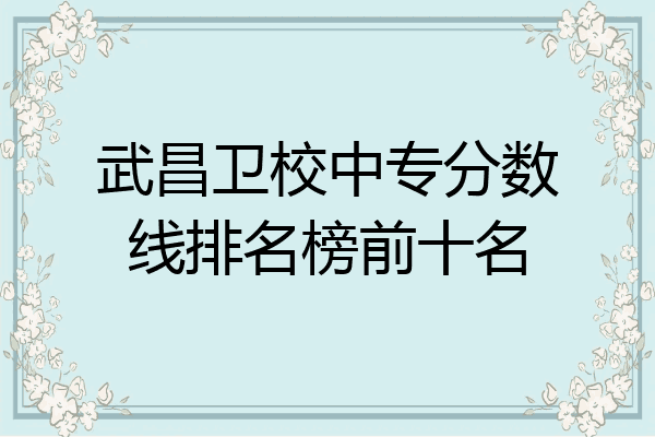 武昌卫校中专分数线排名榜前十名