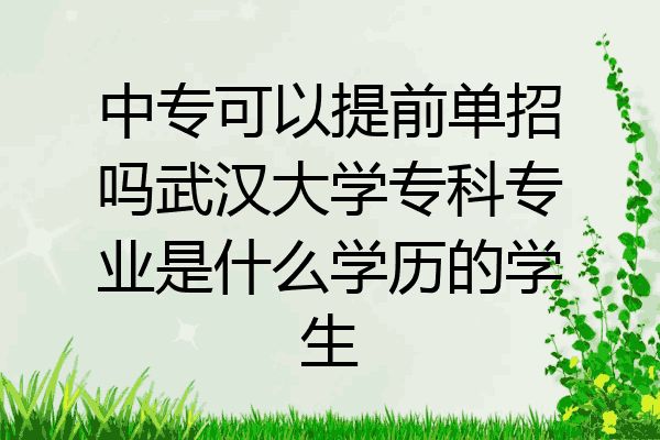 中专可以提前单招吗武汉大学专科专业是什么学历的学生