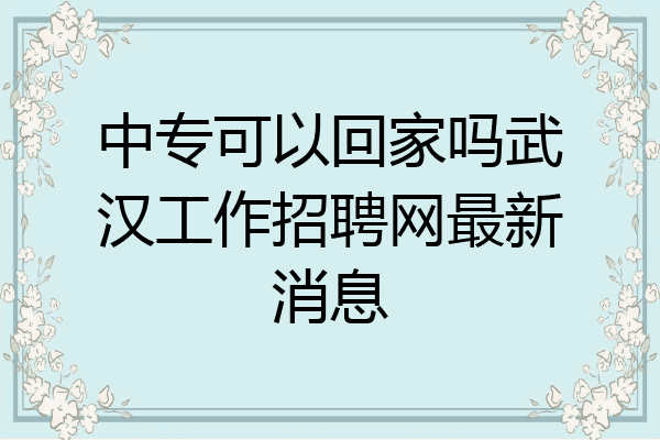 中专可以回家吗武汉工作招聘网最新消息