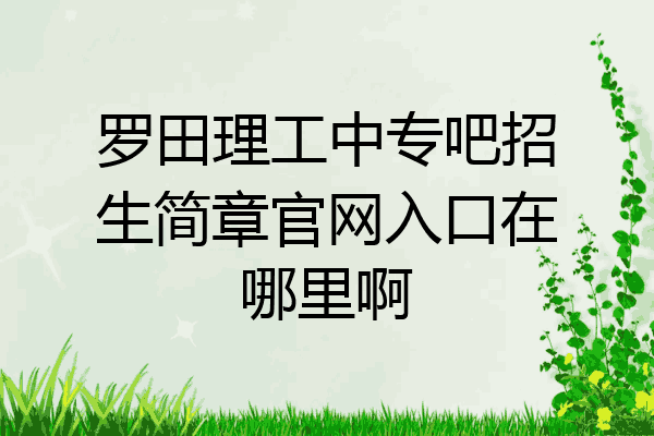 罗田理工中专吧招生简章官网入口在哪里啊