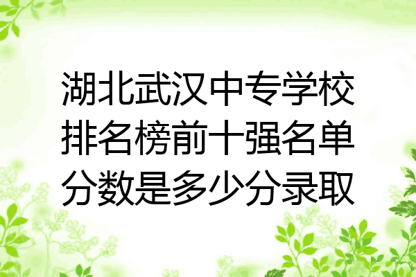 湖北武汉中专学校排名榜前十强名单分数是多少分录取