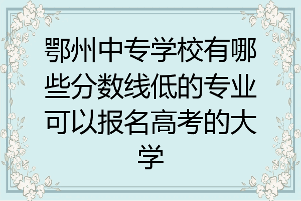 鄂州中专学校有哪些分数线低的专业可以报名高考的大学