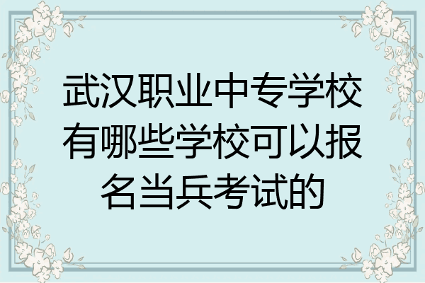 武汉职业中专学校有哪些学校可以报名当兵考试的