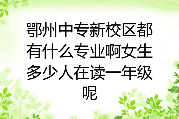 鄂州中专新校区都有什么专业啊女生多少人在读一年级呢