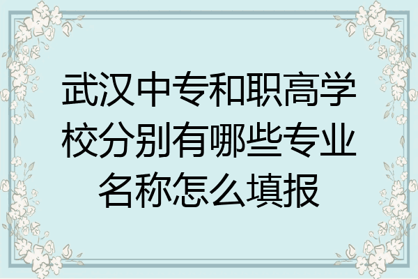 武汉中专和职高学校分别有哪些专业名称怎么填报