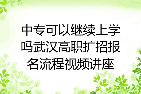 中专可以继续上学吗武汉高职扩招报名流程视频讲座