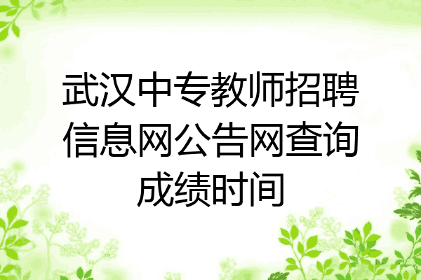 武汉中专教师招聘信息网公告网查询成绩时间