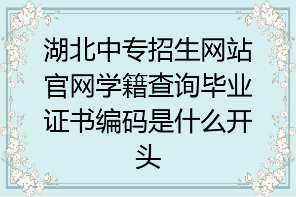 湖北中专招生网站官网学籍查询毕业证书编码是什么开头