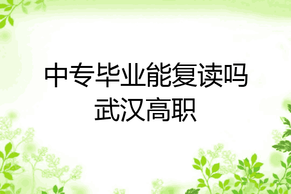 中专毕业能复读吗武汉高职