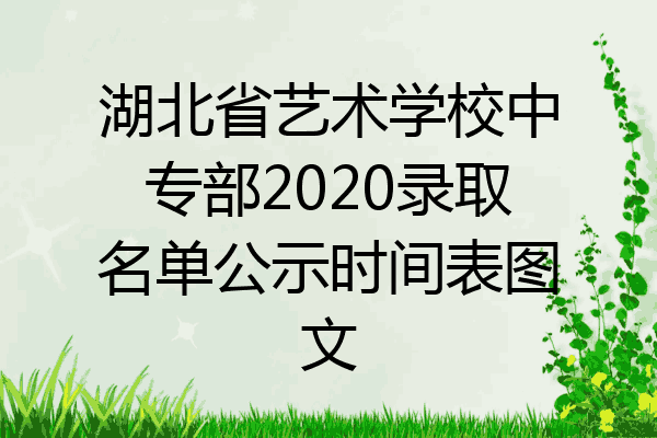 湖北省艺术学校中专部2020录取名单公示时间表图文