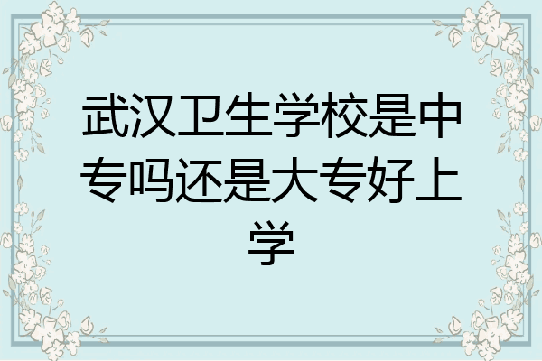 武汉卫生学校是中专吗还是大专好上学