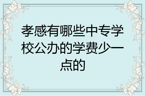 孝感有哪些中专学校公办的学费少一点的