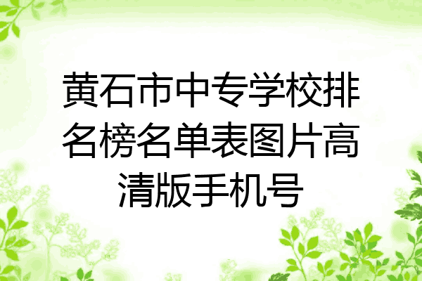 黄石市中专学校排名榜名单表图片高清版手机号