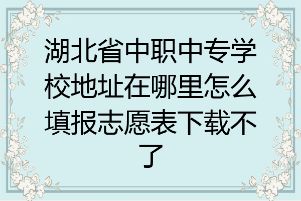 湖北省中职中专学校地址在哪里怎么填报志愿表下载不了