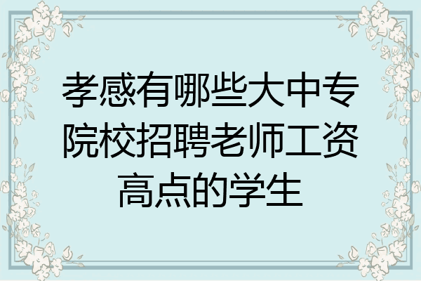 孝感有哪些大中专院校招聘老师工资高点的学生