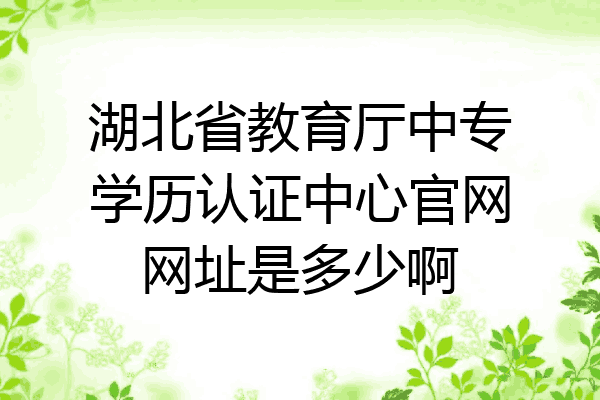 湖北省教育厅中专学历认证中心官网网址是多少啊