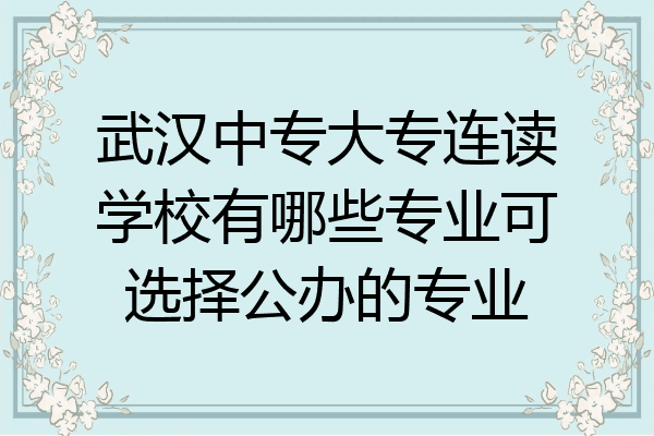 武汉中专大专连读学校有哪些专业可选择公办的专业