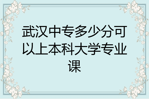 武汉中专多少分可以上本科大学专业课